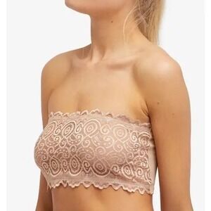 Free People Lace Bandeau Bra‎ Top Seamless Comfort Tan Size XS S Nude